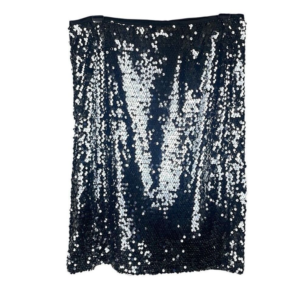Paillette Sequin Pencil Skirt Gunmetal Silver 8
